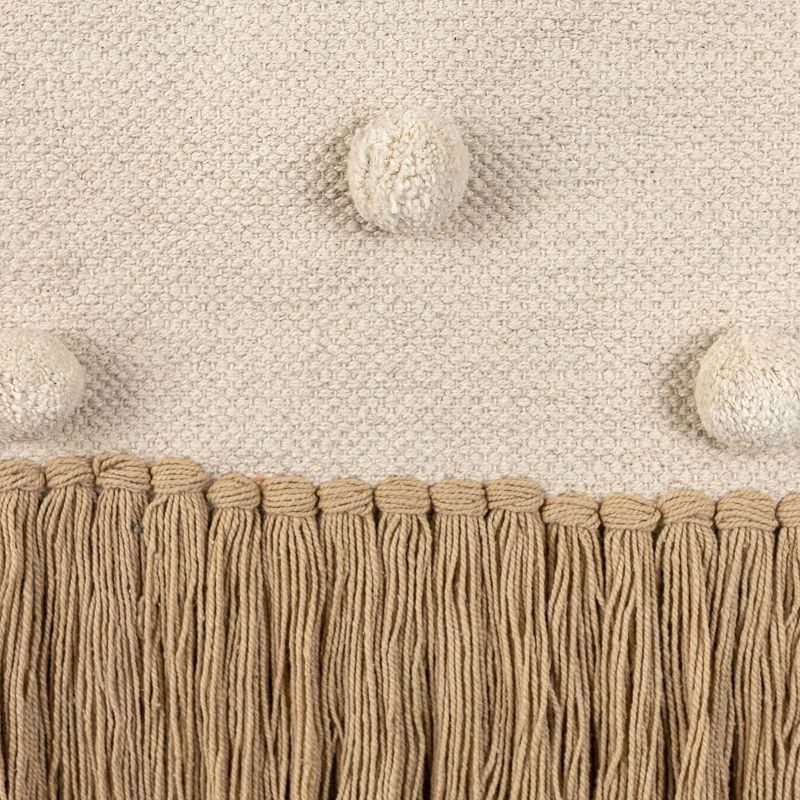 Hand Woven with Poms and Fringe Wall Art Cotton & Wood Dowel by Foreside Home & Garden, 5 of 7