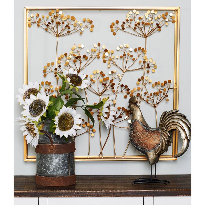 Metal Floral Wall Decor with Gold Frame Gold - Olivia &#38; May, 2 of 6