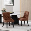 Lyngins 2-Pack Modern Upholstered Dining Chair with Diamond Stitching, Ergonomic Curved Backrest, Padded Microfiber Seat, Sturdy Wooden Legs - 2 of 4