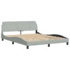 vidaXL Queen Velvet Bed Frame with Headboard - Light Gray, 59.8"x79.9", Soft Comfort, Stylish Modern Bedroom Furniture, Plywood Slats for Stability - 3 of 4