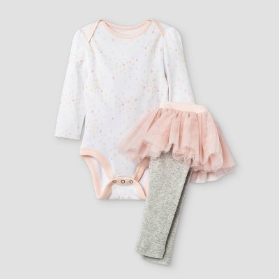 Image of Baby Girls' 2pc Top and Tutu Bottom Set - Cloud Island™ Light Pink 6-9M