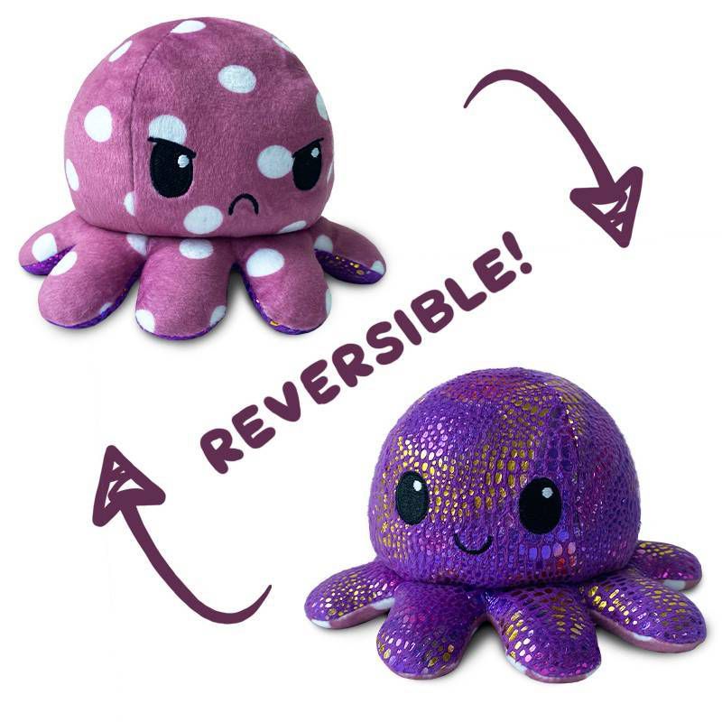 TeeTurtle Reversible Polka Dot and Scale Octopus Plush, 1 of 2