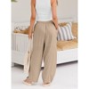 Womens Wide Leg Palazzo Pants High Waist Flowy Casual Trousers Loose Lounge Beach Travel Vacation Pants with Pockets Khaki M - 2 of 4