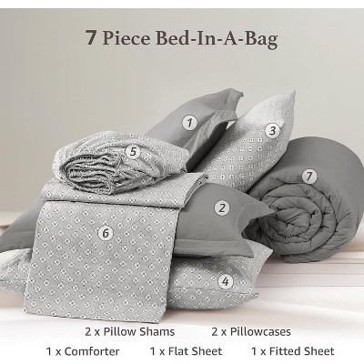 Der Rose BALHAM TRADE-Queen Comforter Set 7 Pieces Prewashed Bed in a Bag with Sheets Pillowcases Shams Ltalian Plum-7Piece-Queen 90”X90'' — фото 2