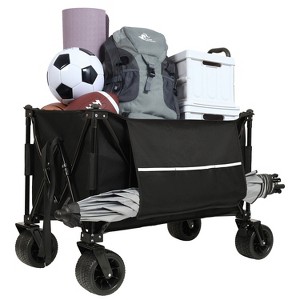 480Lbs Collapsible Wagon with Canopy,Wagon Stroller with 7" All-Terrain Wheels, Lightweight Foldable Wagon, Large Capacity with mosquito net - 1 of 4