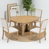 Mshliw 5-Piece Extendable Round Dining Table Set for 4, Solid Wood Pedestal Table with 16" Removable Leaf and 4 Upholstered Chairs for Small Spaces - 2 of 4
