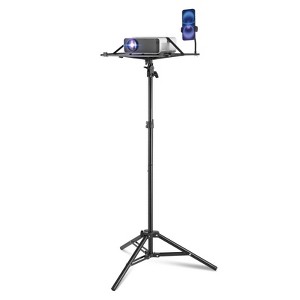 VEVOR Projector Stand, Laptop Stand Tripod Adjustable Height from 26.97 to 63 in, with Tray & Gooseneck Phone Holder, Black - 1 of 4