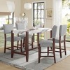 5 PCS Bar Height Dining Set with 4 Upholstered Bar Stool&Faux Marble Table, Counter Height Dining Set Bistro Dining Set, Mid-century Modern-ModernLuxe - 2 of 4