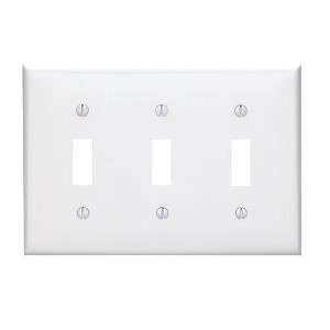 Leviton 3-Gang Thermoplastic Nylon Toggle Switch Wall Plate, White - 1 of 1