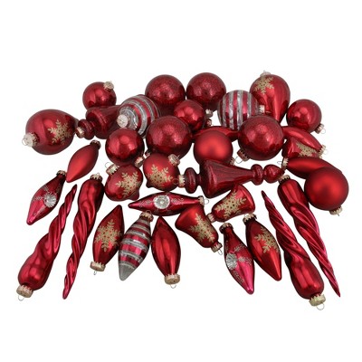 Northlight 36ct Red and Gold Contemporary Asymmetrical Christmas Ornaments 8"