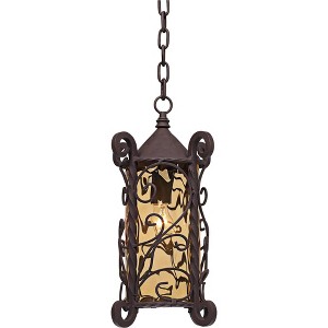 John Timberland Casa Seville Vintage Rustic Outdoor Hanging Light Dark Walnut Scroll 15" Champagne Water Glass for Post Exterior Barn Deck House Porch - 1 of 4