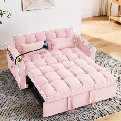 NicBex 55.5" Multi-Functional Sofa Bed with USB Port,Foldable Sofa with Adjustable Backrest&Phone Holder,Convertible Couch Bed for Living Room