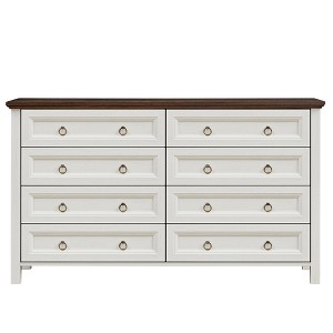KIGFTSOD Farmhouse 8 Drawers Dresser Chests for Bedroom, Wood Rustic Tall Chest of Drawers, Dressers Organizer for Bedroom,Walnut - 1 of 4
