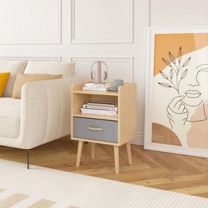 2PC Nightstand Set with Fabric Drawer – Stylish & Functional Storage for Any Room - 1 of 4