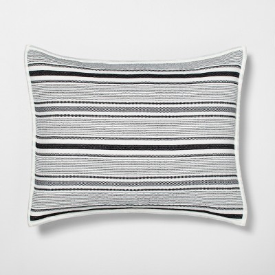 Standard Textured Stripe Pillow Sham Railroad Gray - Hearth & Hand™ with Magnolia