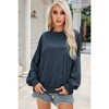 Amaryllis Women's Oversized Velour Sweatshirt Long-Sleeve Pullover Relaxed Fit Cozy Everyday Casual Lounge Top - 2 of 4
