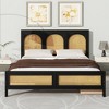 TIRAMISUBEST Queen Size Storage Platform Bed with 2 Drawers, Rattan Headboard and Footboard, Wooden Bed Frame with Slats Support - 3 of 4