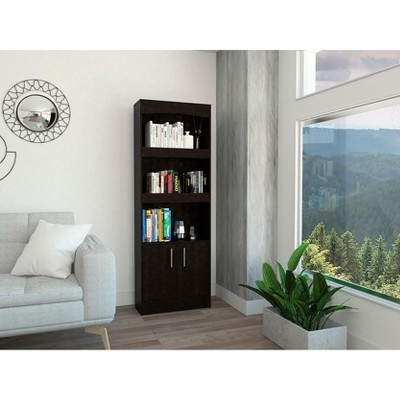 TOAOTBNBO 70.8" Inch High Bookcase with Double Doors, Tall Metal Bookshelf for Magazines Small Apartment Display Book Shelf, Black