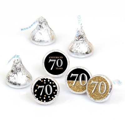 Big Dot of Happiness Adult 70th Birthday - Gold - Round Candy Sticker Party Favors - Labels Fit Hershey's Kisses (1 sheet of 108)
