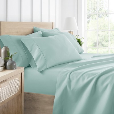 Solid 6 Piece Sheet Set - Ultra Soft, Easy Care - Becky Cameron, Aqua, California King