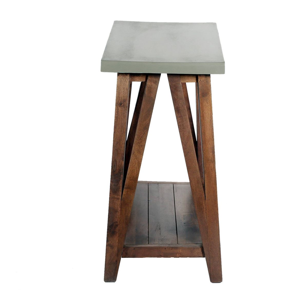 30" Brookside Console Media Table Concrete Coated Top and Wood Light Gray/Brown - Alaterre Furniture - thumbnail 3