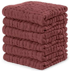 Baby Washcloths Muslin Cotton, Large 10”x10” by Comfy Cubs - 1 of 4