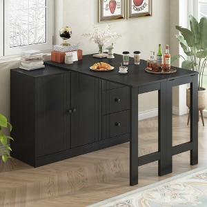 Adjustable Pull-Out Sideboard with Rotatable Extended Desktop, Entryway Console Table with Storage Cabinet and 3 Drawers for Entrance Living Room - 1 of 4