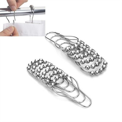 OUTSUPPLY 12 Pack Smooth Glide Shower Rod Hooks, Universal Fit, Rustproof Stainless Steel with Anti - Slip Design for Bathroom, Closet & Windows
