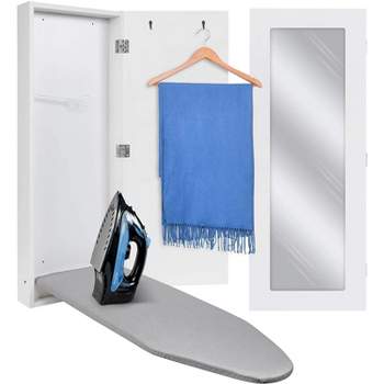 Ivation Foldable Ironing Board Cabinet, Wall-Mount With Mirror