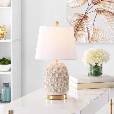 Lamson 21-inch White and Gold Floral Table Lamp