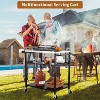 Outdoor Grill Cart Table with 3 Shelves, Pizza Oven Stand, BBQ Kitchen Food Prep Table, Black Stainless Steel - 4 of 4