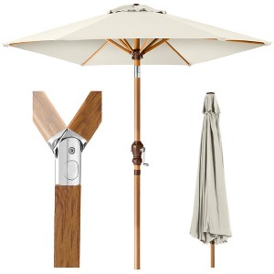 Best Choice Products 10ft Outdoor Woodgrain Pattern Steel Market Patio Umbrella w/ Crank, Tilt - 1 of 4