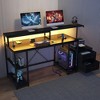 Computer Gaming Desk with File Drawers, 63'' Home Office Desk with Power Outlets & LED Light - 2 of 4