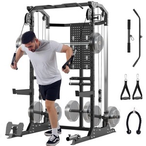Coucheta Power Cage, 2000 LBS Squat Rack, Multifunctional Weight Cage with LAT Pulldown and Cable Crossover System, Workout Cage with Adjustable - 1 of 4