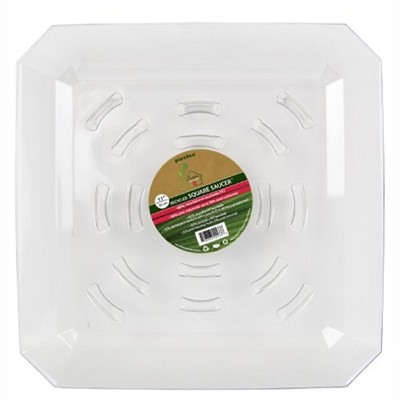 Plastec Square Recycled Plastic Saucer, Clear, 11in