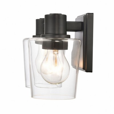 Matte Black and Clear Glass 2-Light Vanity Fixture