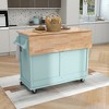 Drop-Leaf Countertop Kitchen Island, Kitchen Cart with Concealed Sliding Barn Door, Adjustable Shelf, 4 Wheels and 2 Drawers-ModernLuxe - 2 of 4