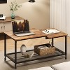Rustic Brown Industrial Coffee Table with 2-Tier Mesh Shelf, Metal Frame, Waterproof Surface, Easy Assembly for Living Room, Bedroom, Office - 4 of 4