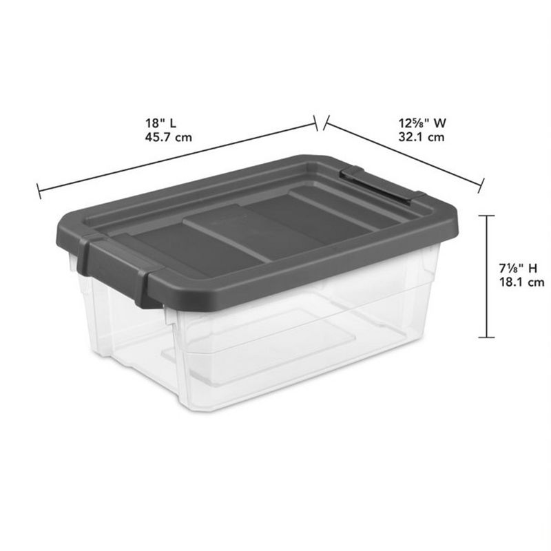 Sterilite 16 Qt Clear Plastic Stacking Storage Containers w/ Gray Lid, 5 of 8