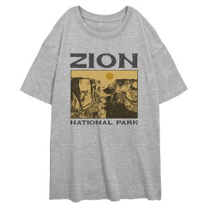 Junior's Lost Gods Zion National Park Distressed Oversized T-Shirt - 1 of 2