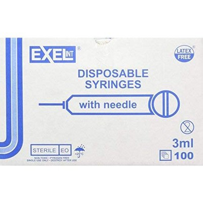 Exel 26104 Syringe & Needle Luer Lock 3cc Low Dead Space Plunger 22G x 1½ in. (Pack of 100)