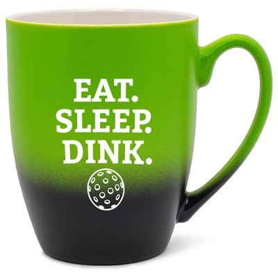 Elanze Designs Eat Sleep Dink Two Toned Ombre Matte Green and Black 12 ounce Ceramic Stoneware Coffee Cup Mug