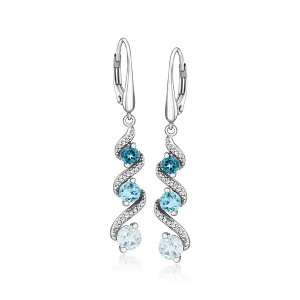 Ross-Simons 2.00 ct. t.w. Tonal Blue Topaz Spiral Drop Earrings With .10 ct. t.w. Diamonds in Sterling Silver - 1 of 3