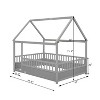 Cesicia Floor Wooden Bed with House Roof Frame, Fence Guardrails - 4 of 4