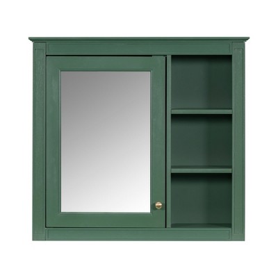 NicBex Bathroom Wall Mount Storage Cabinet Mirror Medicine Cabinet with Single Door & 3 Open Shelves