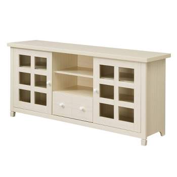 Newport Park Lane 1 Drawer TV Stand with Storage Cabinets and Shelves for TVs up to 65" Ivory - Breighton Home