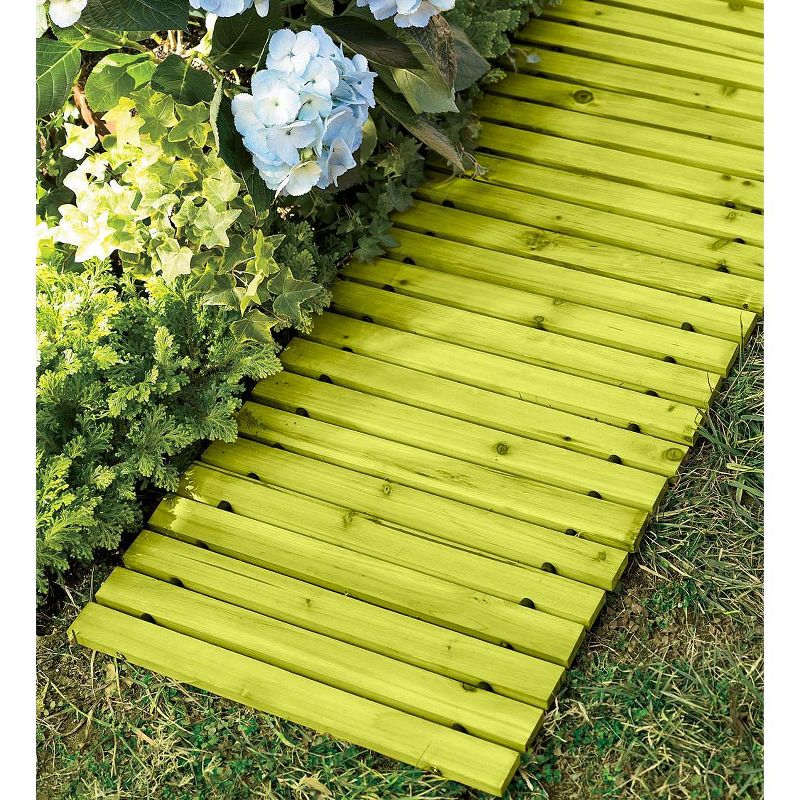 Roll-Out Straight Mossy Green Hardwood Garden and Yard Pathway, 8'L x 18"W, 1 of 2