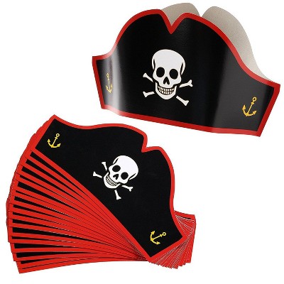 Juvale Cardboard Pirate Hats - Adjustable Party Hats for Halloween Pretend Play Party Favors - 24 Count