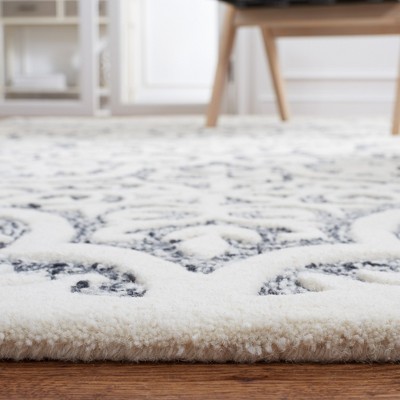 Handmade Black Wool Square Tufted Area Rug 6'