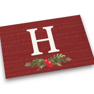Personalization Mall Nostalgic Noel Burgundy Doormat, 18 x 27 - 1 of 1